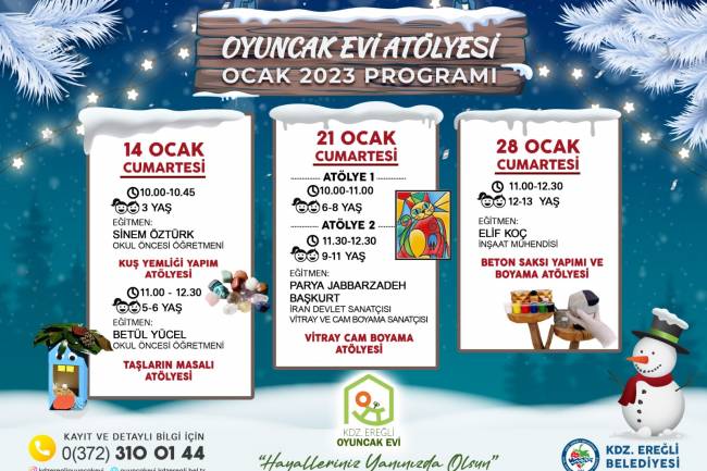 Kdz. Ereğli Belediyesi Oyuncak Evi Ocak Ayı Programı Açıklandı